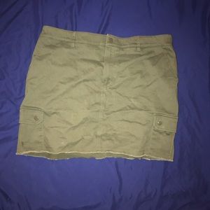 Olive Green Denim Mini Skirt